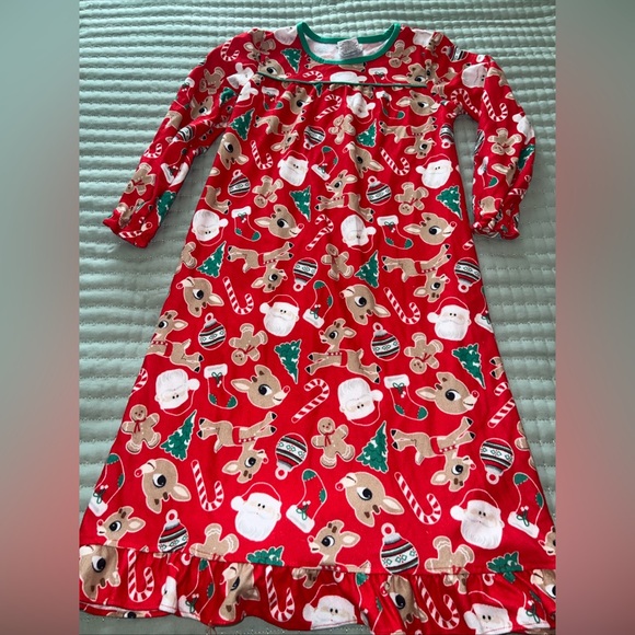 Rudolph Nightgown Christmas Pj Gown Girl Size 6/6X  Red Nose Reindeer - Picture 1 of 9